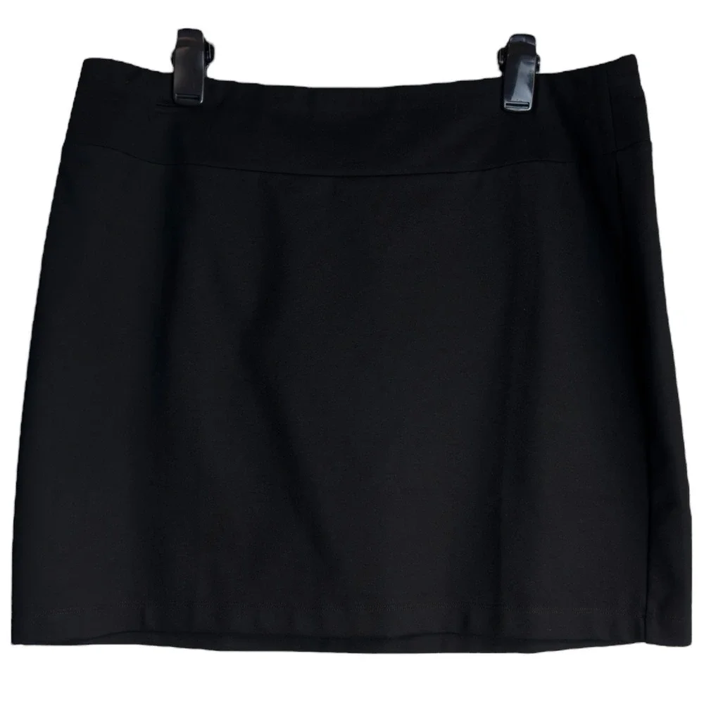 Eileen Fisher XL‎ Black Mini Skirt Doubleknit Flex Ponte Fabric NWT